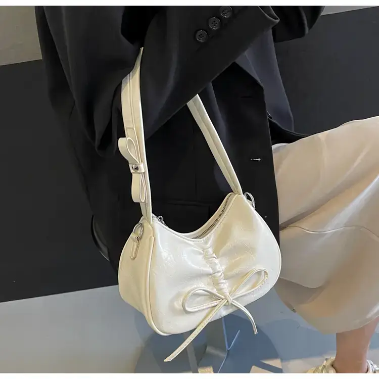 Pink Soft PU Shoulder Bag with Bow Design — feature 34