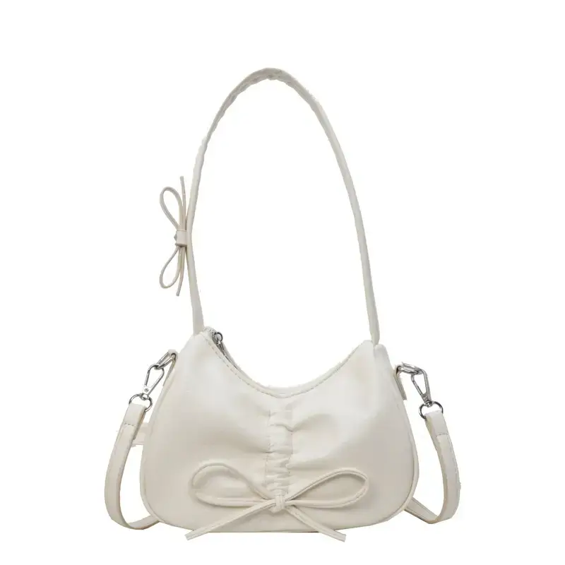 Pink Soft PU Shoulder Bag with Bow Design - Image 2