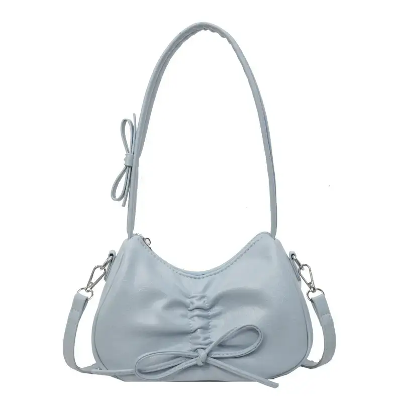 Pink Soft PU Shoulder Bag with Bow Design - Image 3
