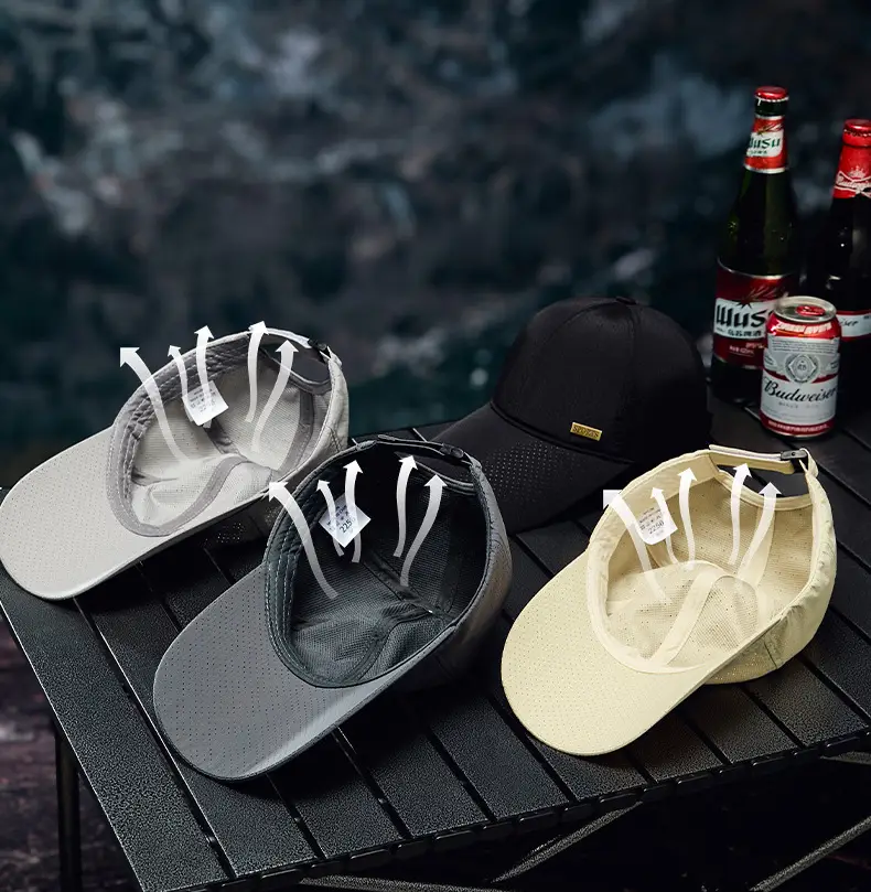 Men's White Mesh Baseball Cap with Long Bristle Sunshade — feature 11