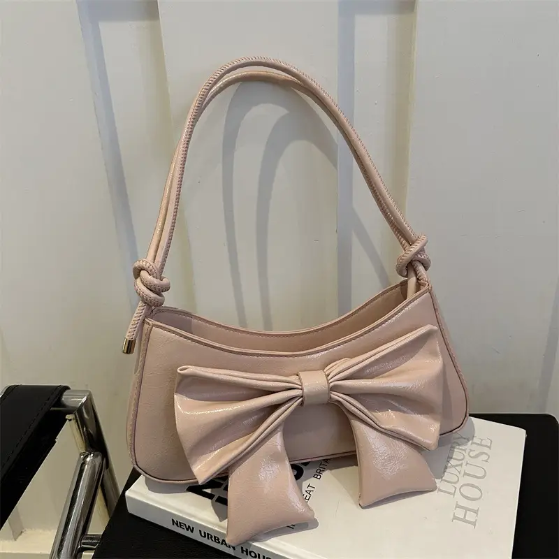 Pink Bow Shoulder Bag for Women 2025 Trendy - Image 2
