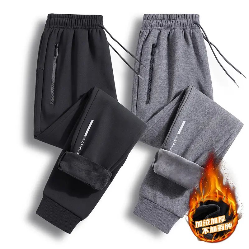 Men Cotton Casual Trousers Gray Drawstring Waist - Image 11