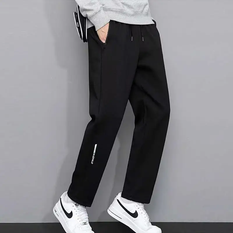 Men Cotton Casual Trousers Gray Drawstring Waist - Image 3