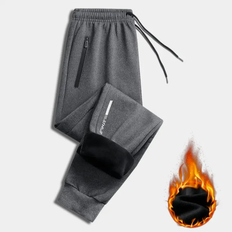 Men Cotton Casual Trousers Gray Drawstring Waist - Image 6