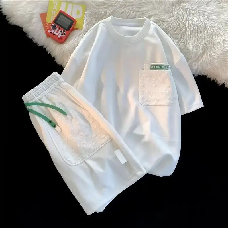 Men Black Cotton Casual Shorts Set with Drawstring Waist - Image 2