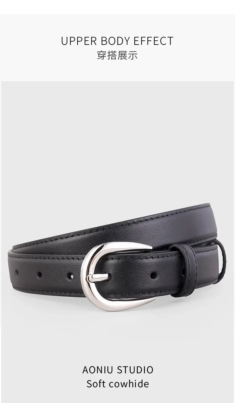 New Ladies Cowhide Belt with Pin Buckle for Commute — feature 11
