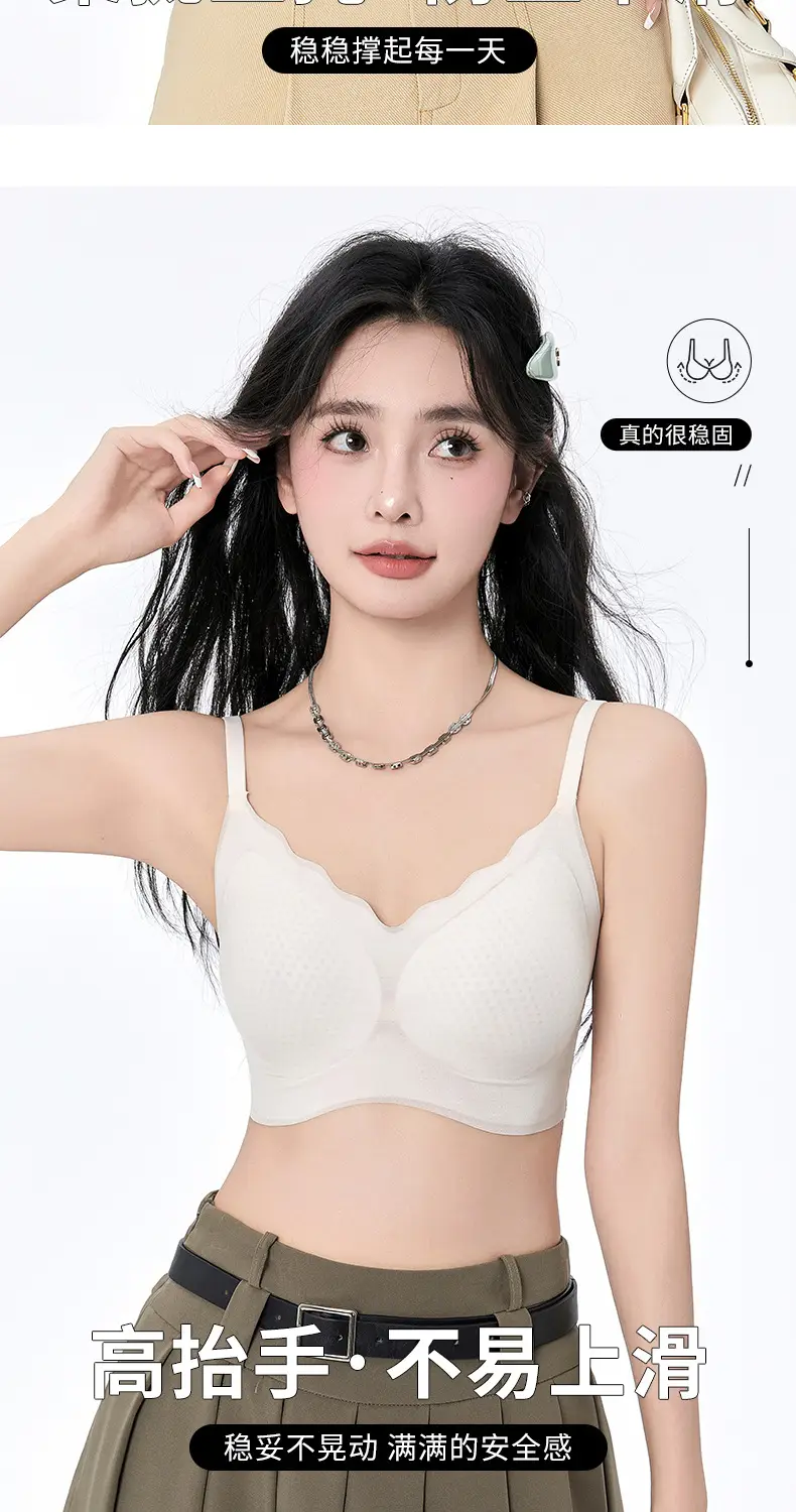 Women's Honeycomb Cup Bra White Traceless Small Chest — feature 10
