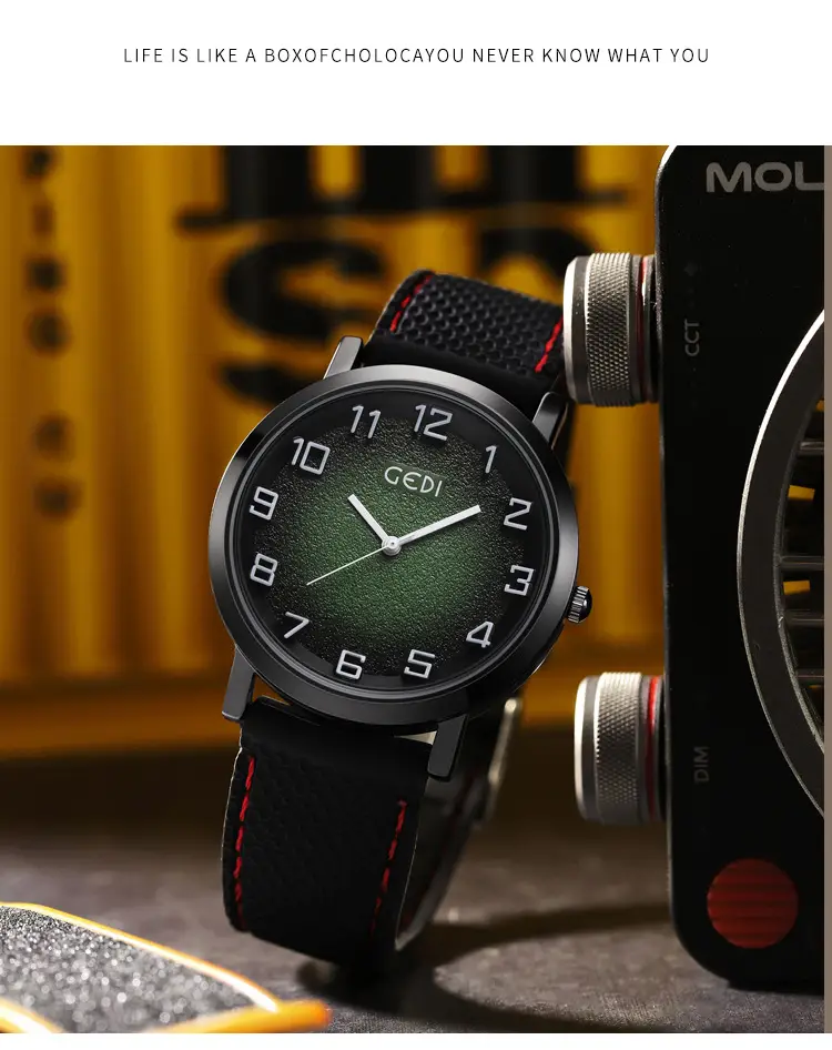 Men's Brown Leather Watch with Quartz Movement — feature 11