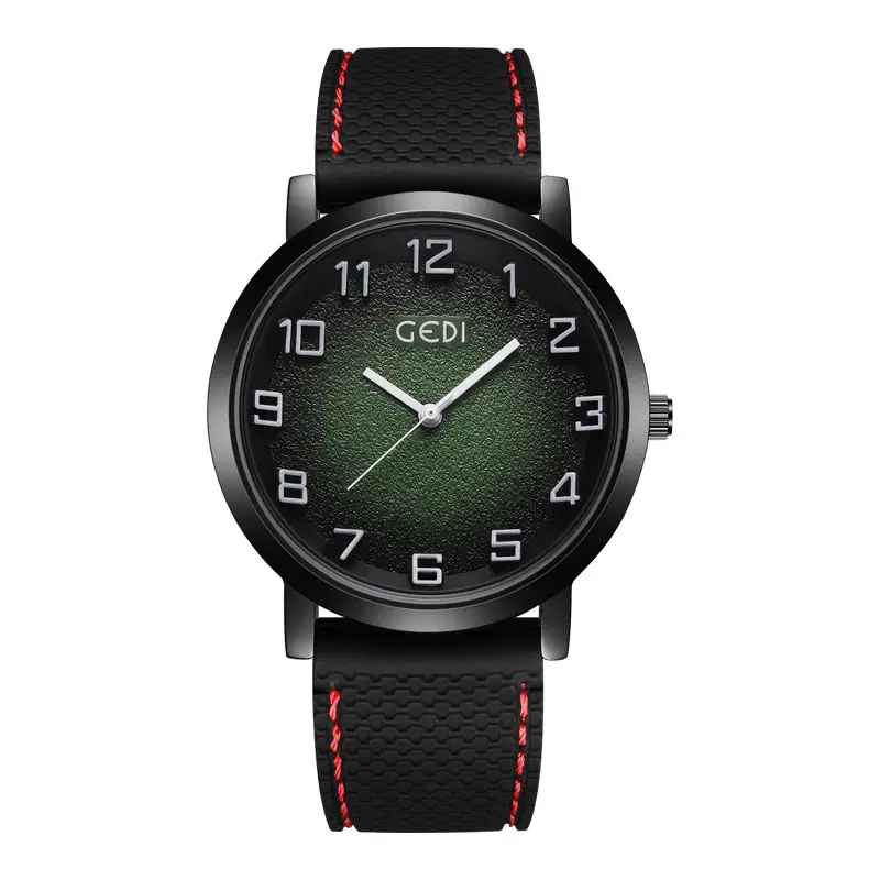 Men's Brown Leather Watch with Quartz Movement - Image 2