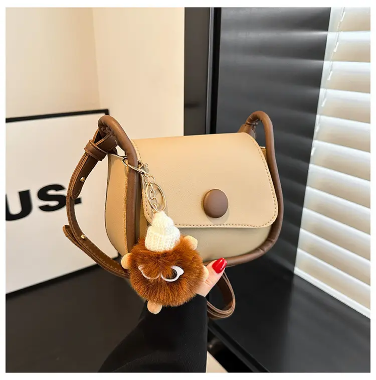 Vintage White Crossbody Bag with Fur Pom Pom — feature 24