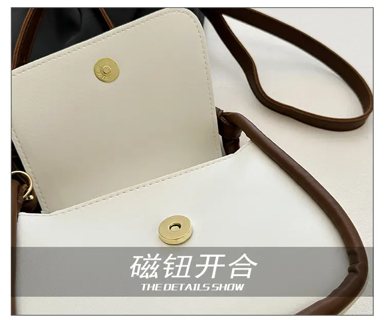 Vintage White Crossbody Bag with Fur Pom Pom — feature 8