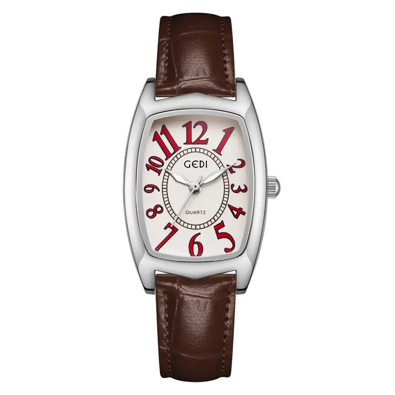 Women's Gold Rose Gold Watch with White Leather Band - Image 7
