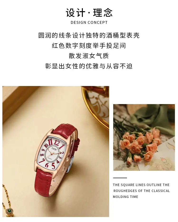 Women's Gold Rose Gold Watch with White Leather Band — feature 3