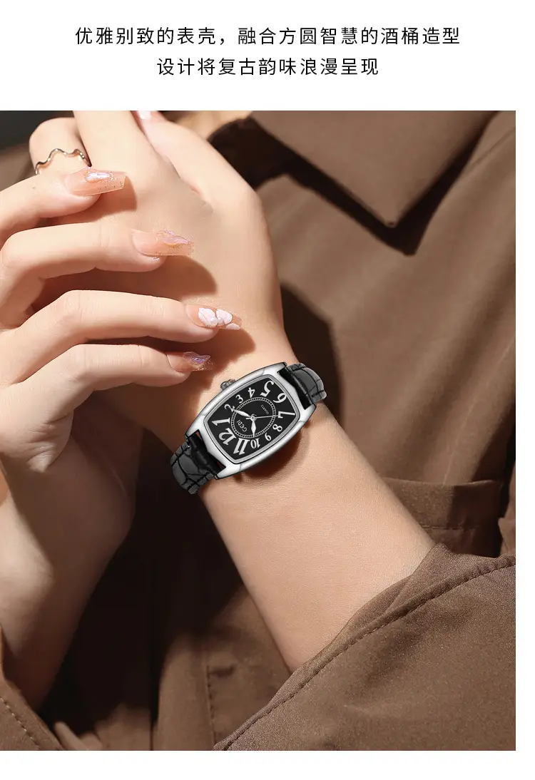 Women's Gold Rose Gold Watch with White Leather Band — feature 4