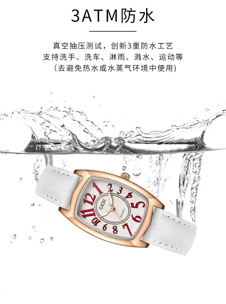 Women's Gold Rose Gold Watch with White Leather Band — feature 7