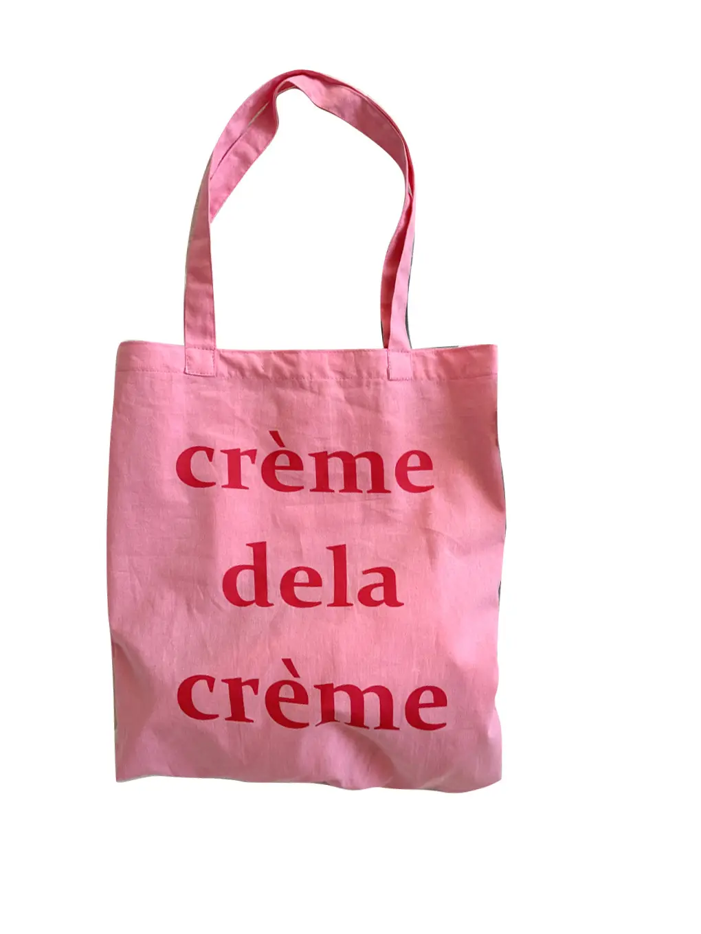 Light Blue Canvas Shoulder Bag with "Treme dela Crème" Print - Image 10