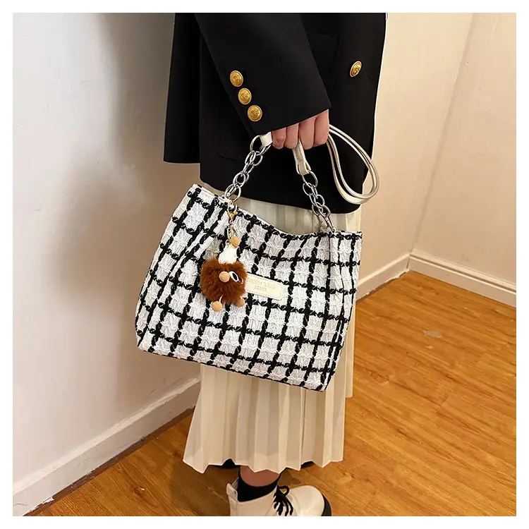 2026 Woolen Plaid Shoulder Tote Bag for Women — feature 19
