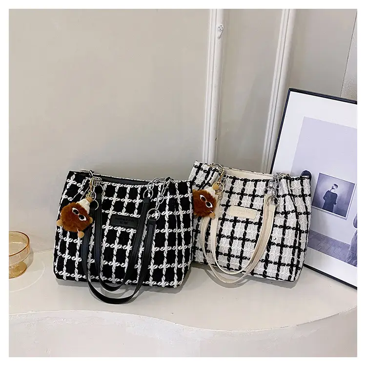 2026 Woolen Plaid Shoulder Tote Bag for Women — feature 24