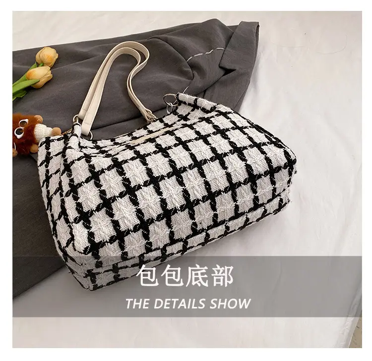 2026 Woolen Plaid Shoulder Tote Bag for Women — feature 8