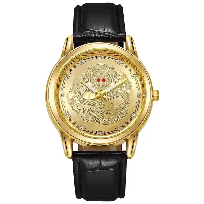 Men's Dragon Watch with Gold Leather Strap — feature 10
