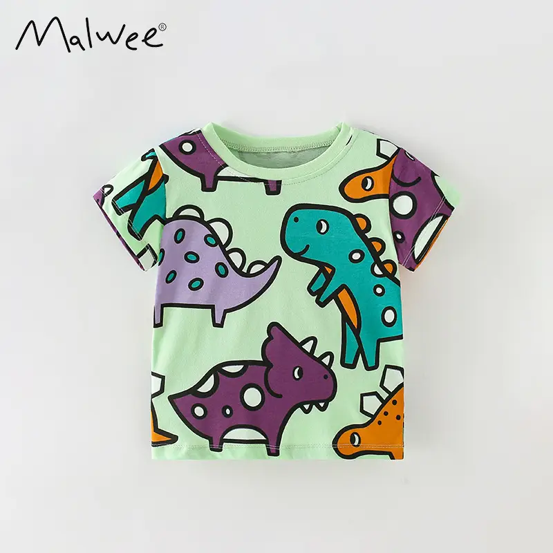 Malwee Boys Dinosaur T-Shirt Green Short Sleeve