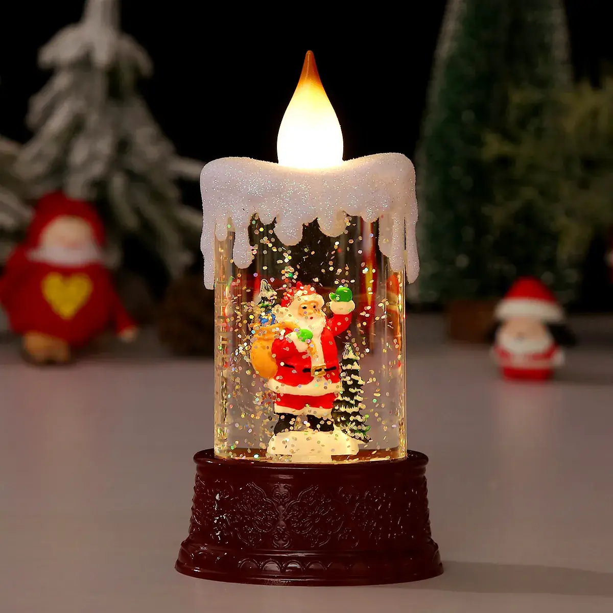 Christmas Glitter Santa Candle Lantern Night Light - Image 10