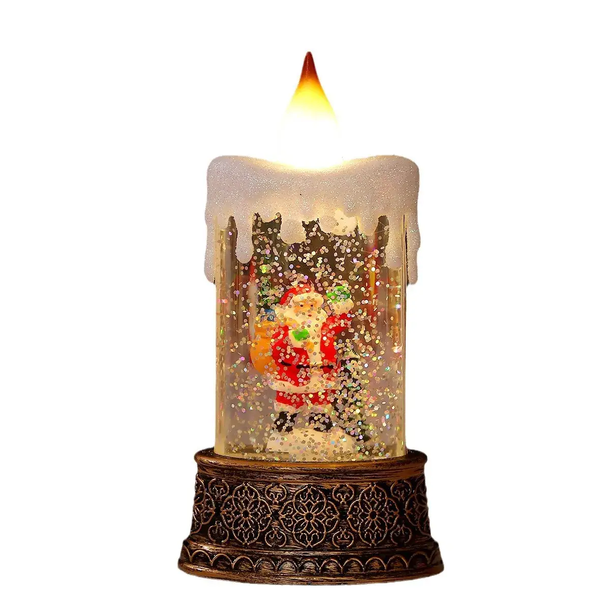 Christmas Glitter Santa Candle Lantern Night Light - Image 11