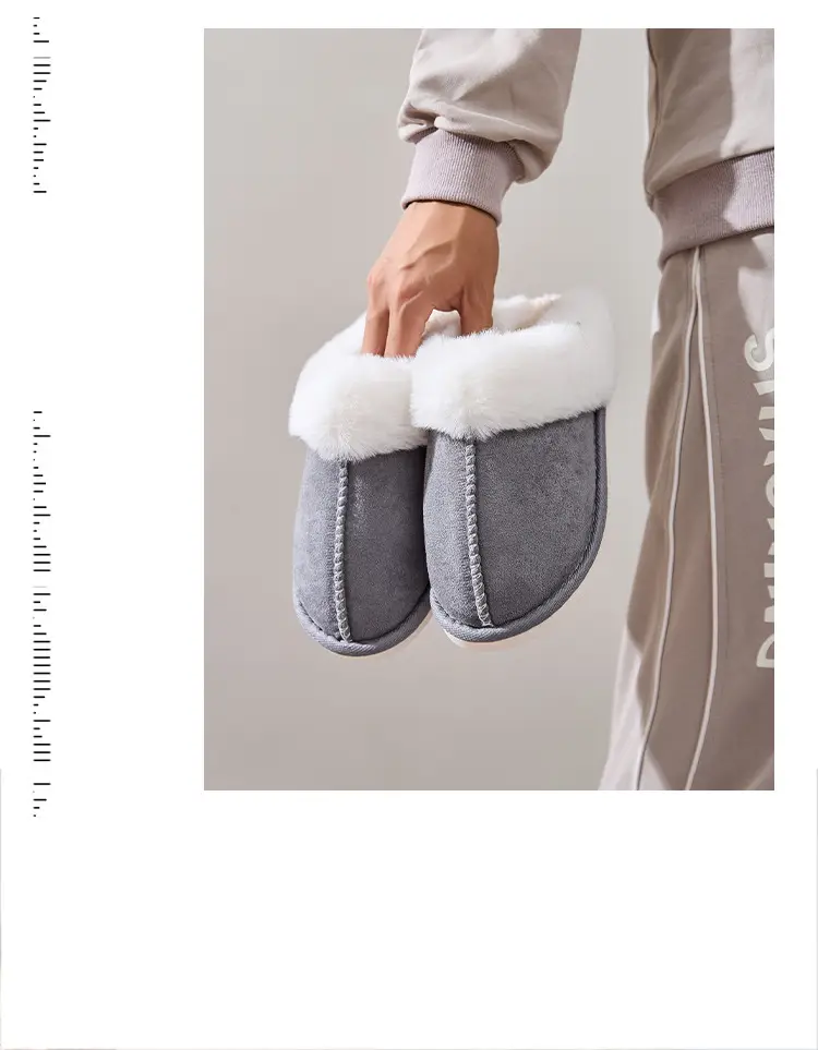 Cross-Border Hot-Selling Fur Slippers with Large Fur Trim, Plush and Warm Cotton Slippers for Winter Home Use, Comfortable and Non-Slip for Couples — feature 18