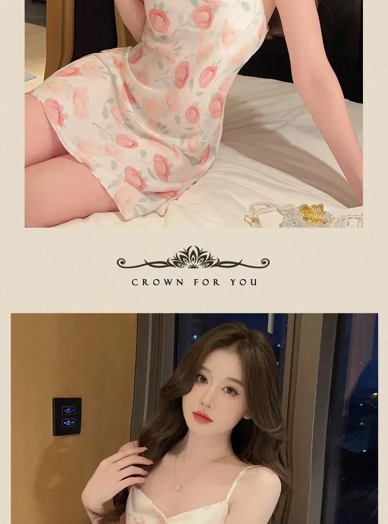 Sexy Suspender Nightgown for Women Summer Ice Silk Pure Desire Nightgown Dress Summer 2025 New Girl French Home Clothes — feature 17