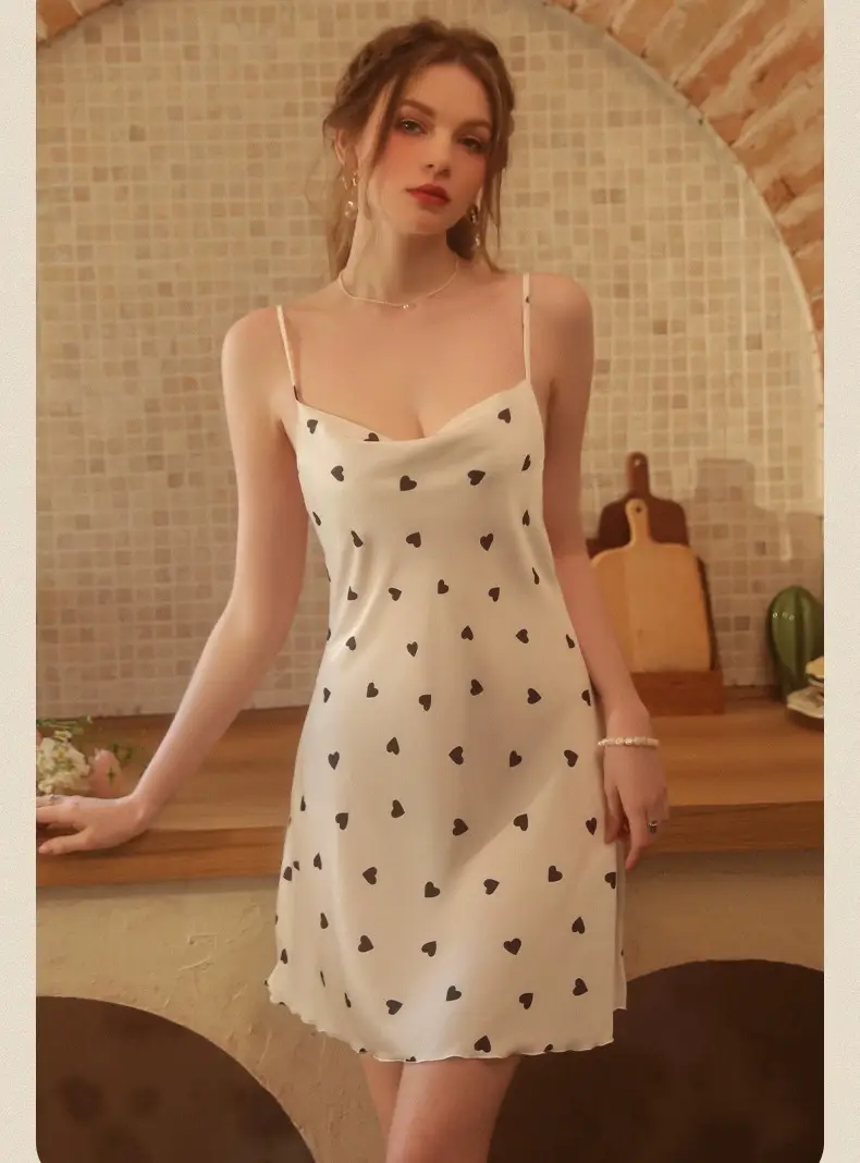 Sexy Suspender Nightgown for Women Summer Ice Silk Pure Desire Nightgown Dress Summer 2025 New Girl French Home Clothes — feature 5