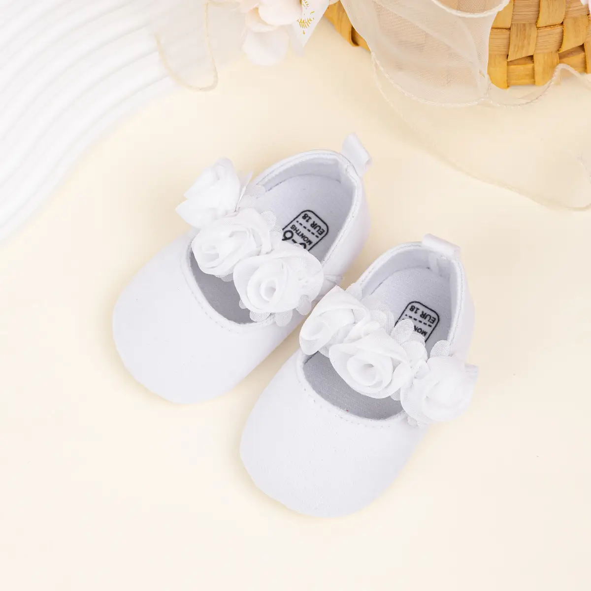 Pink Lace Flower Velcro Baby Shoes for Toddlers