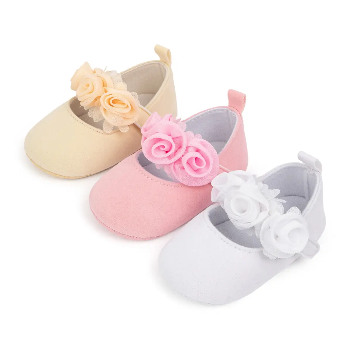 Pink Lace Flower Velcro Baby Shoes for Toddlers