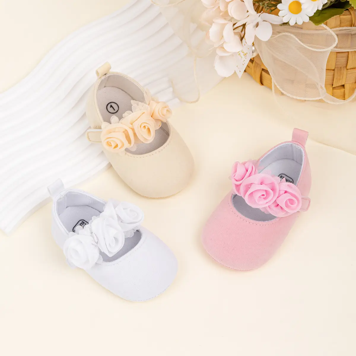 Pink Lace Flower Velcro Baby Shoes for Toddlers — feature 4