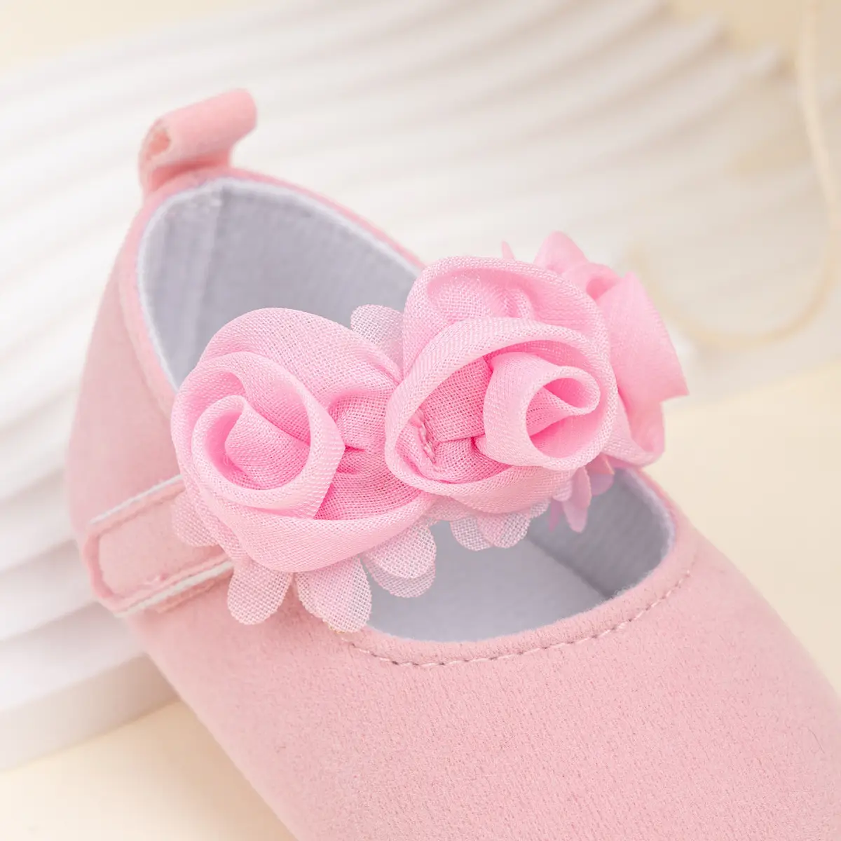 Pink Lace Flower Velcro Baby Shoes for Toddlers — feature 9