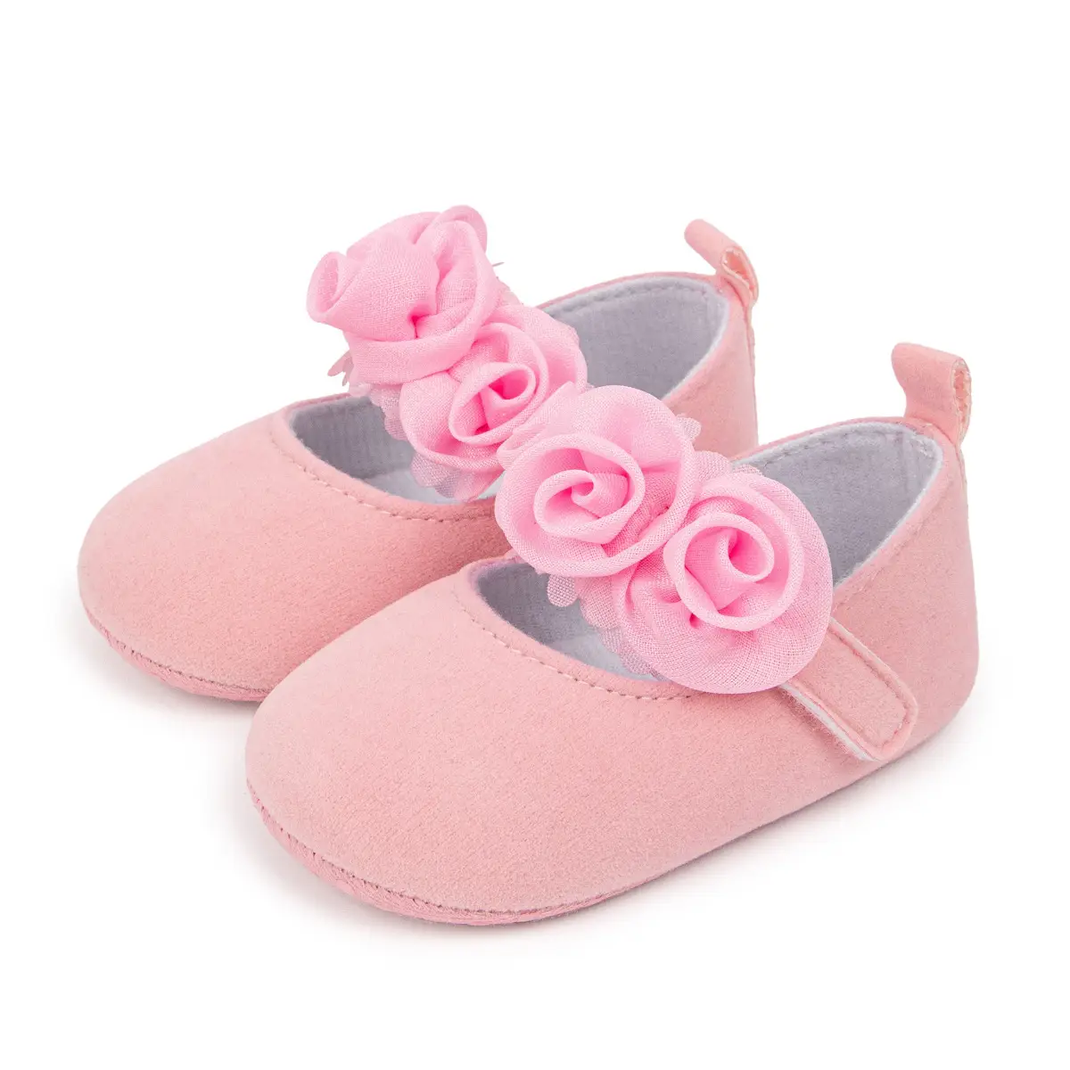 Pink Lace Flower Velcro Baby Shoes for Toddlers
