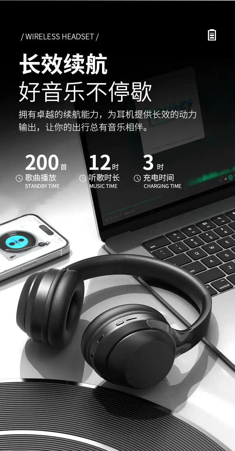 Wireless Bluetooth Headset White Noise Reduction Long Battery — feature 9