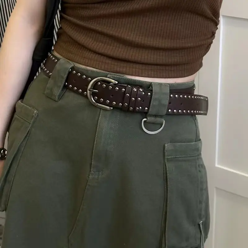 New Style Rivet Belt for Women Green Pants - Image 5