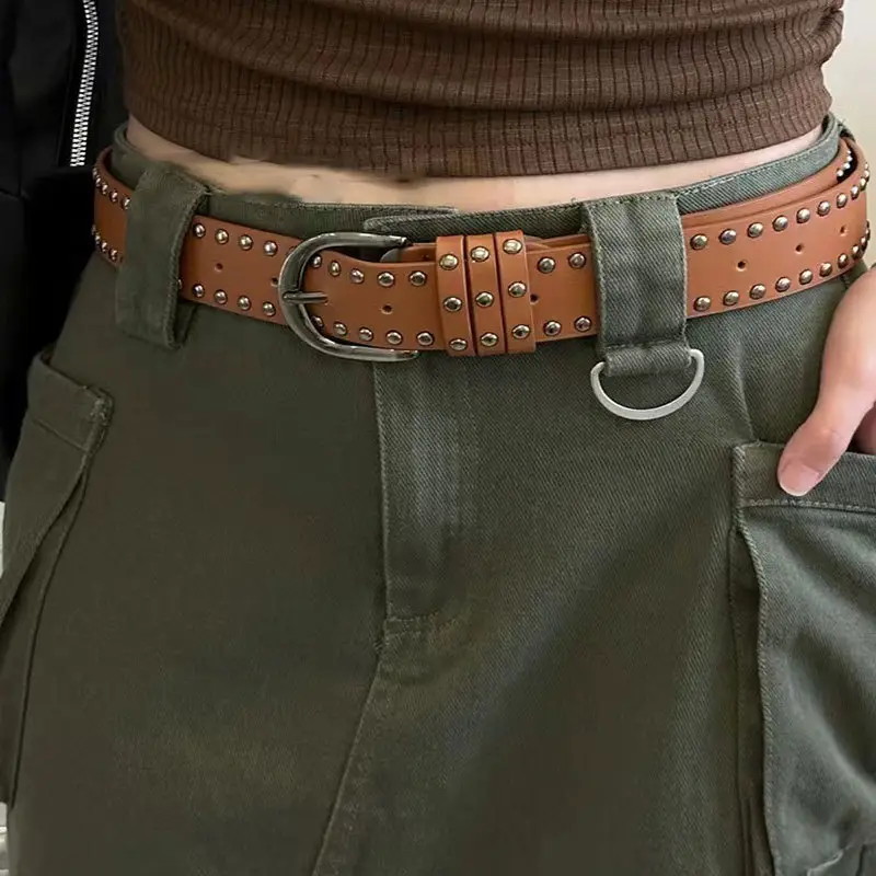 New Style Rivet Belt for Women Green Pants - Image 6