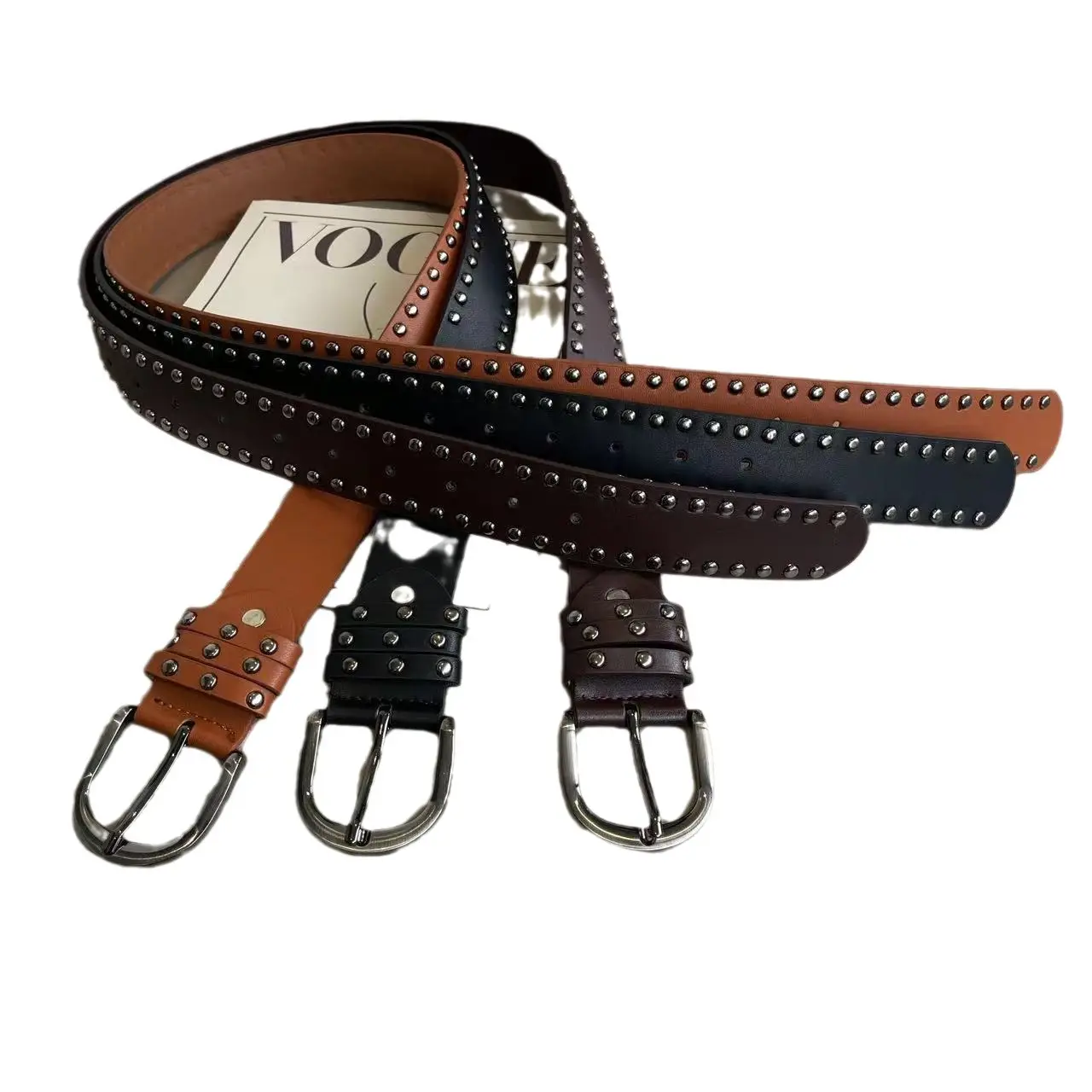 New Style Rivet Belt for Women Green Pants - Image 8