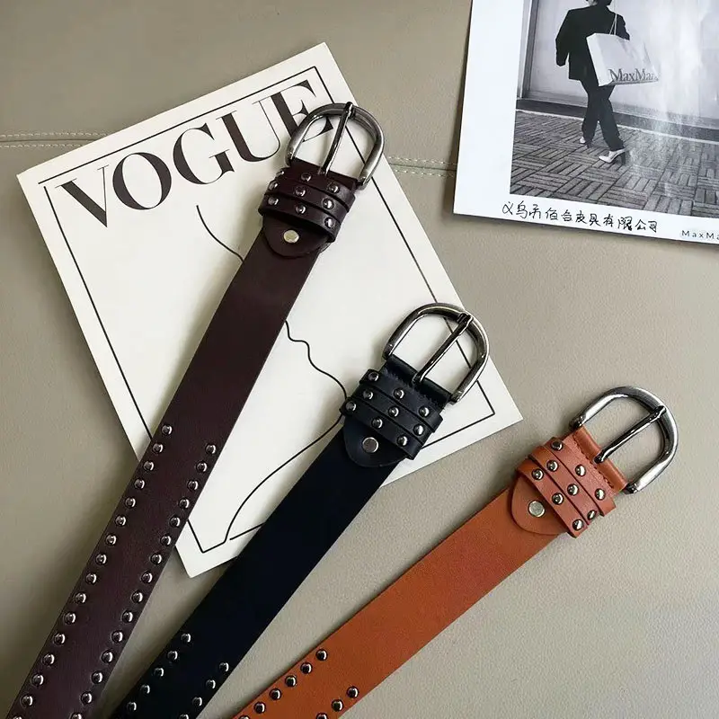 New Style Rivet Belt for Women Green Pants — feature 11
