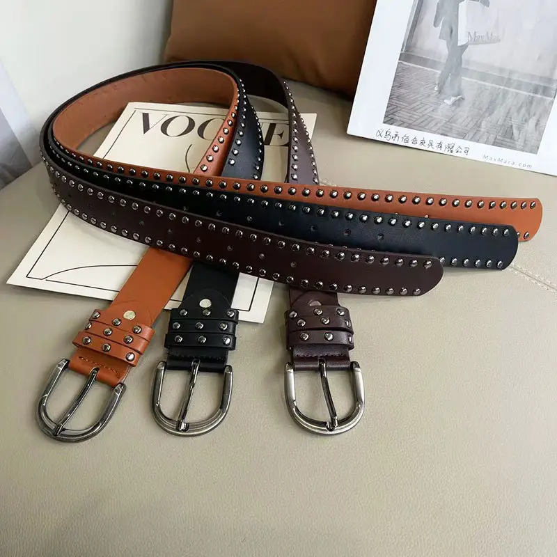 New Style Rivet Belt for Women Green Pants — feature 12