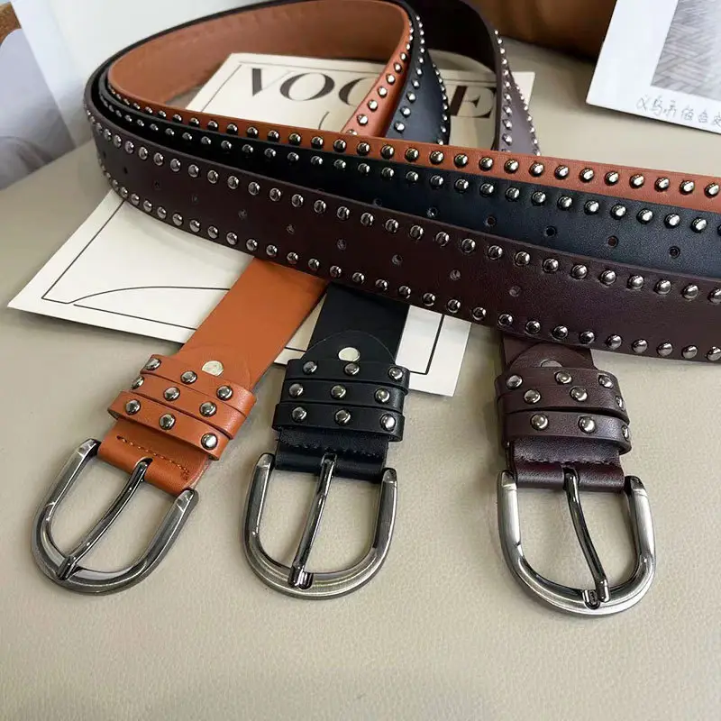 New Style Rivet Belt for Women Green Pants — feature 14