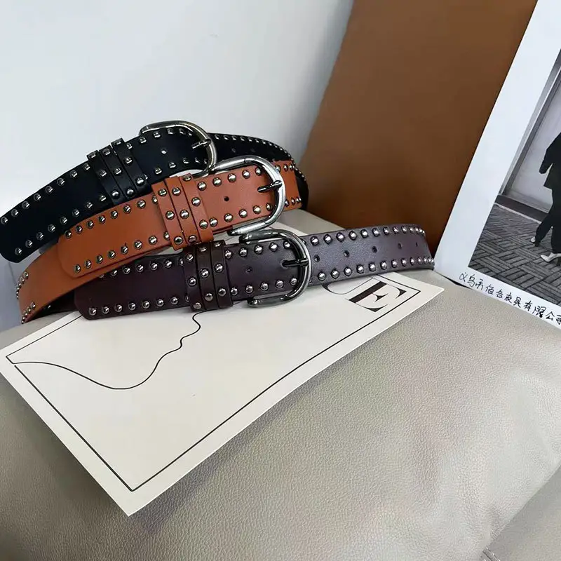 New Style Rivet Belt for Women Green Pants — feature 15