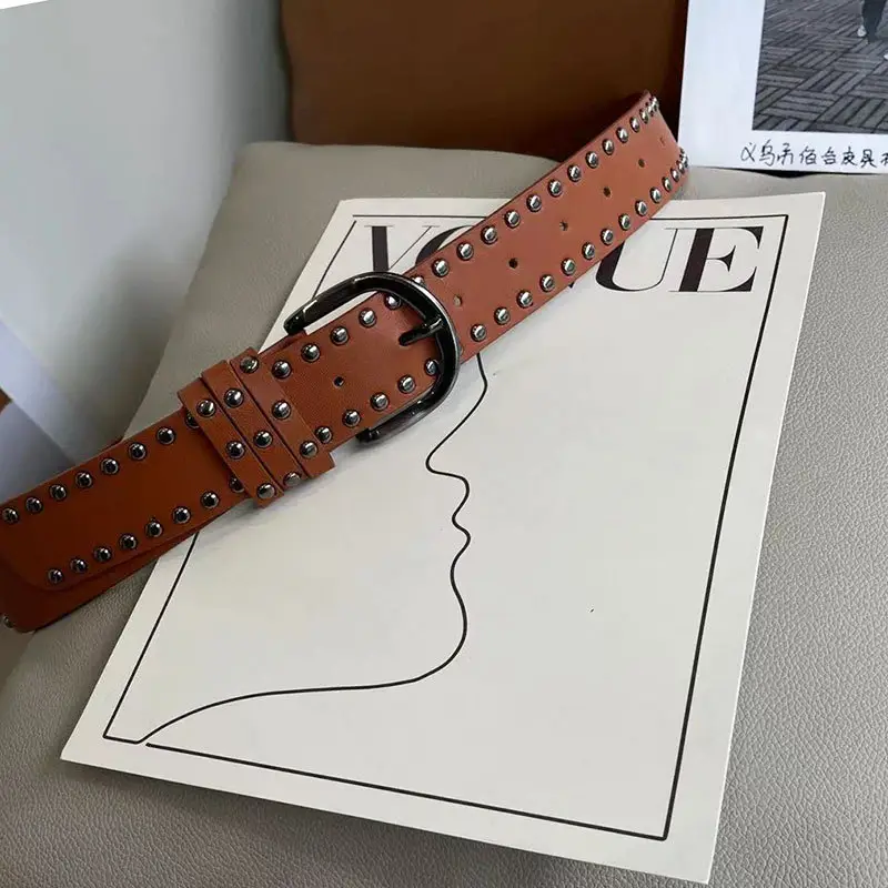 New Style Rivet Belt for Women Green Pants — feature 16