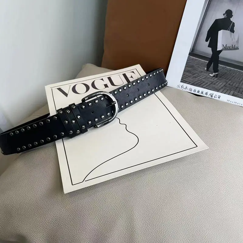 New Style Rivet Belt for Women Green Pants — feature 18