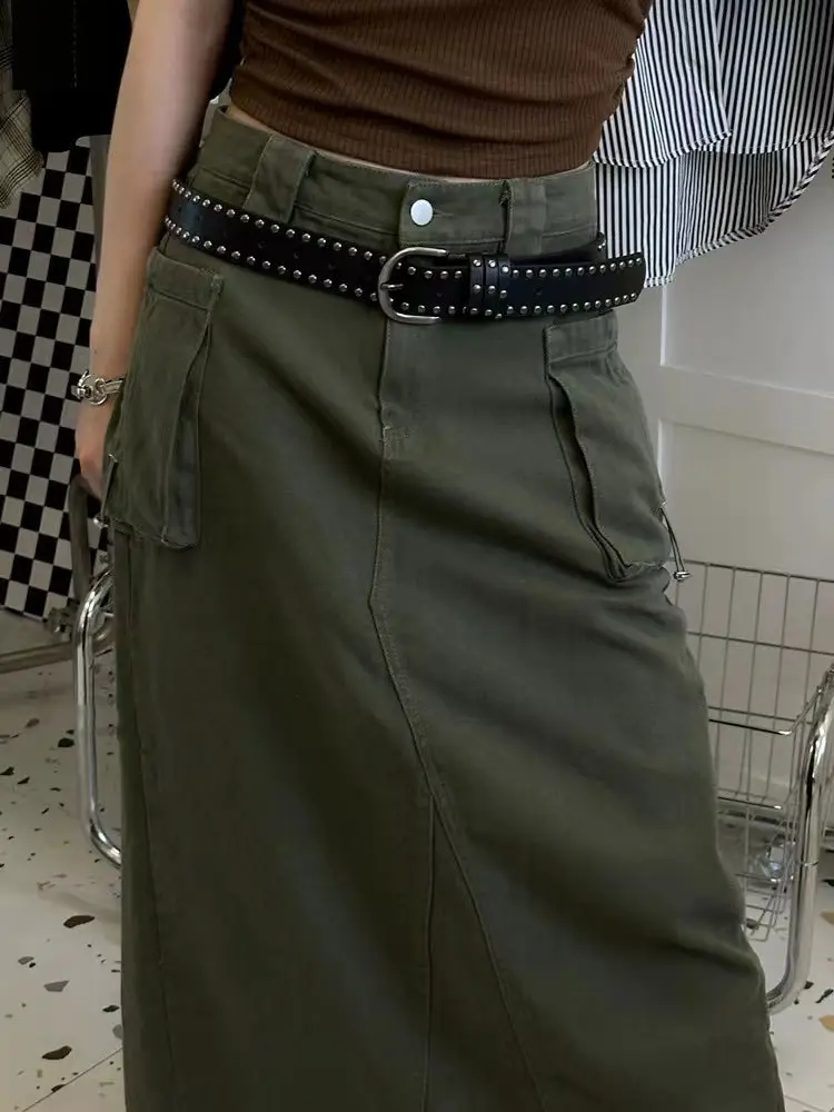 New Style Rivet Belt for Women Green Pants — feature 5