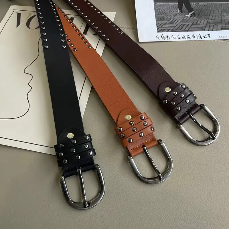 New Style Rivet Belt for Women Green Pants — feature 9