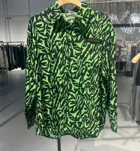 Men's Green Printed Jacket with Logo