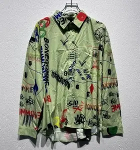 Men's Green Printed Jacket with Logo