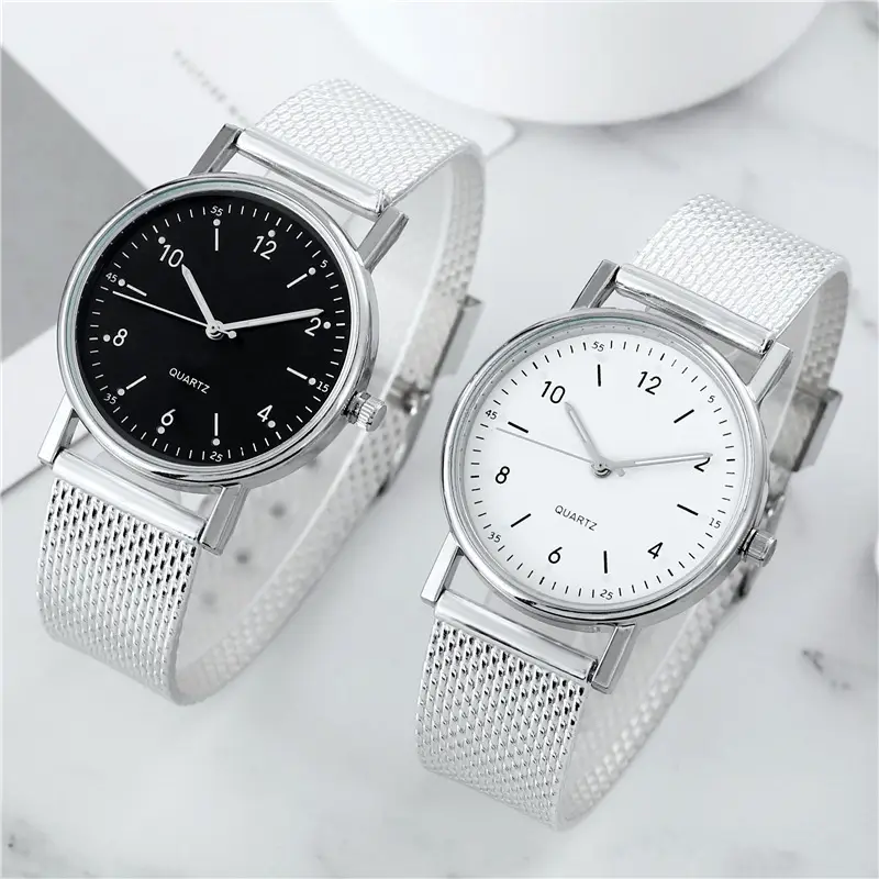Women's Mesh Belt Quartz Watch Black Dial